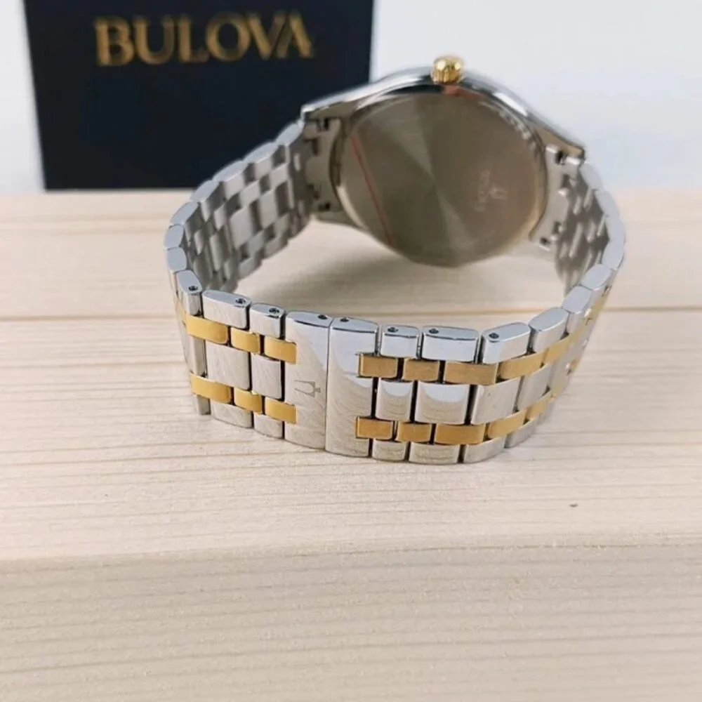 Bulova Classic Men's Two Tone Diamond Blue Dial Watch 40mm